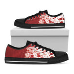 Red Blood Stains Print Black Low Top Shoes 