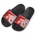 Red Blood Stains Print Black Slide Sandals
