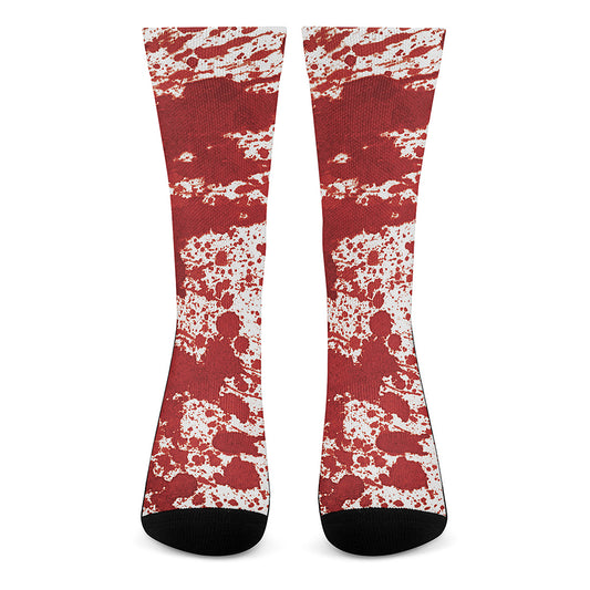 Red Blood Stains Print Crew Socks