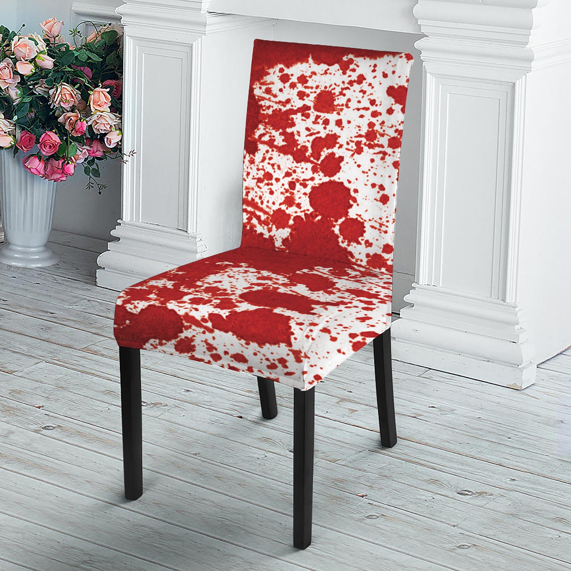 Red Blood Stains Print Dining Chair Slipcover