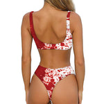 Red Blood Stains Print Front Bow Tie Bikini