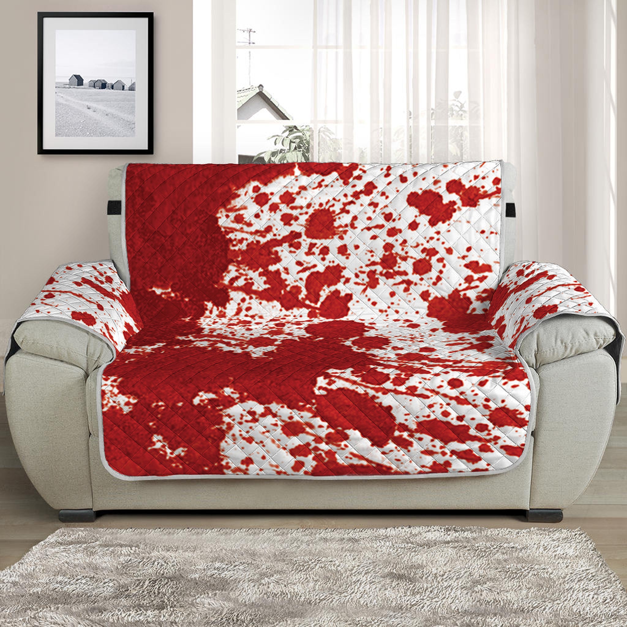 Red Blood Stains Print Half Sofa Protector