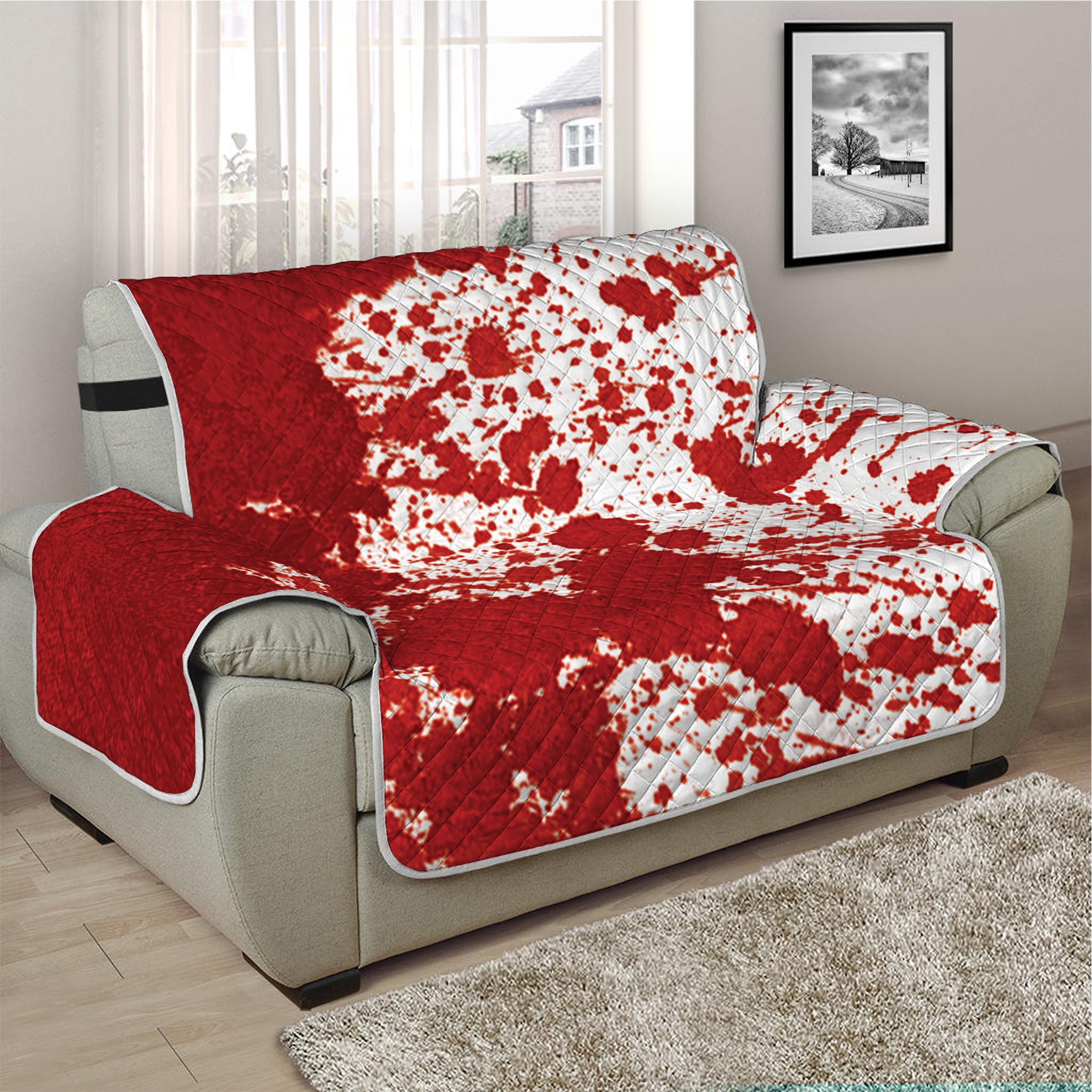 Red Blood Stains Print Half Sofa Protector