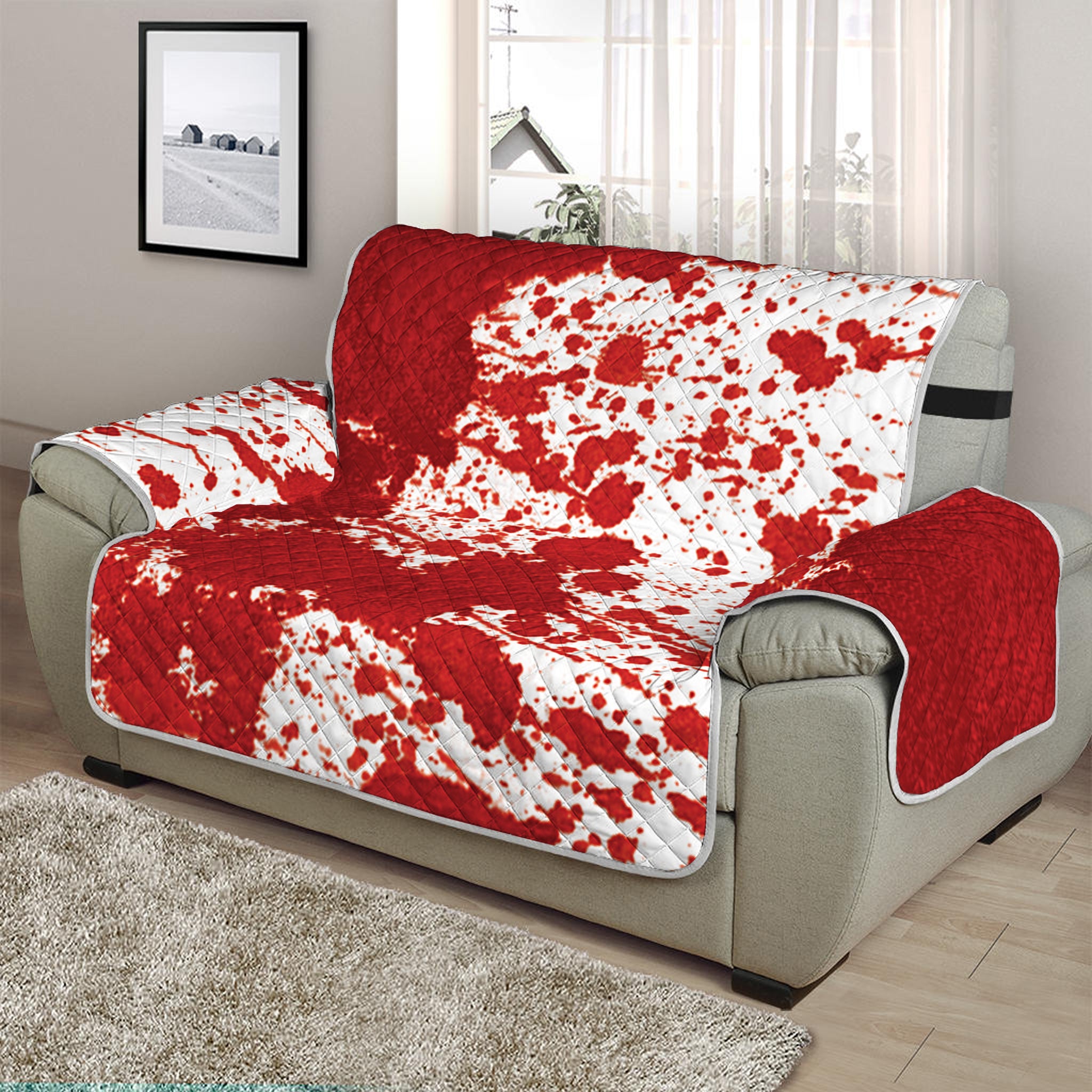 Red Blood Stains Print Half Sofa Protector