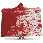 Red Blood Stains Print Hooded Blanket