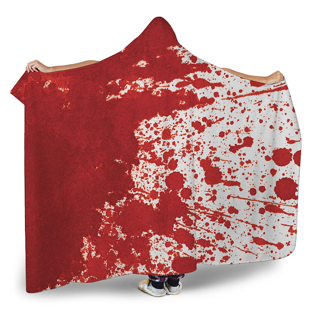 Red Blood Stains Print Hooded Blanket
