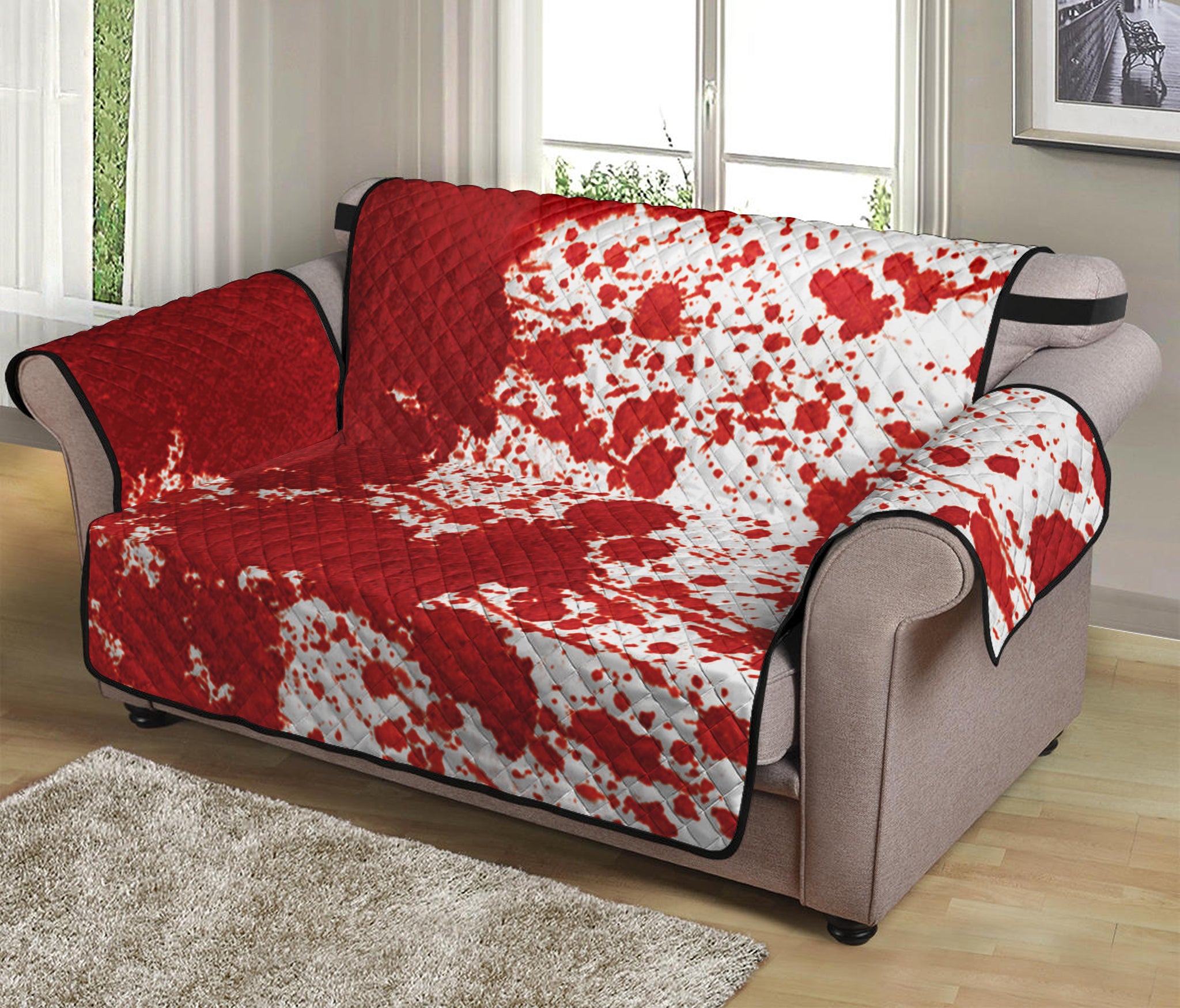 Red Blood Stains Print Loveseat Protector