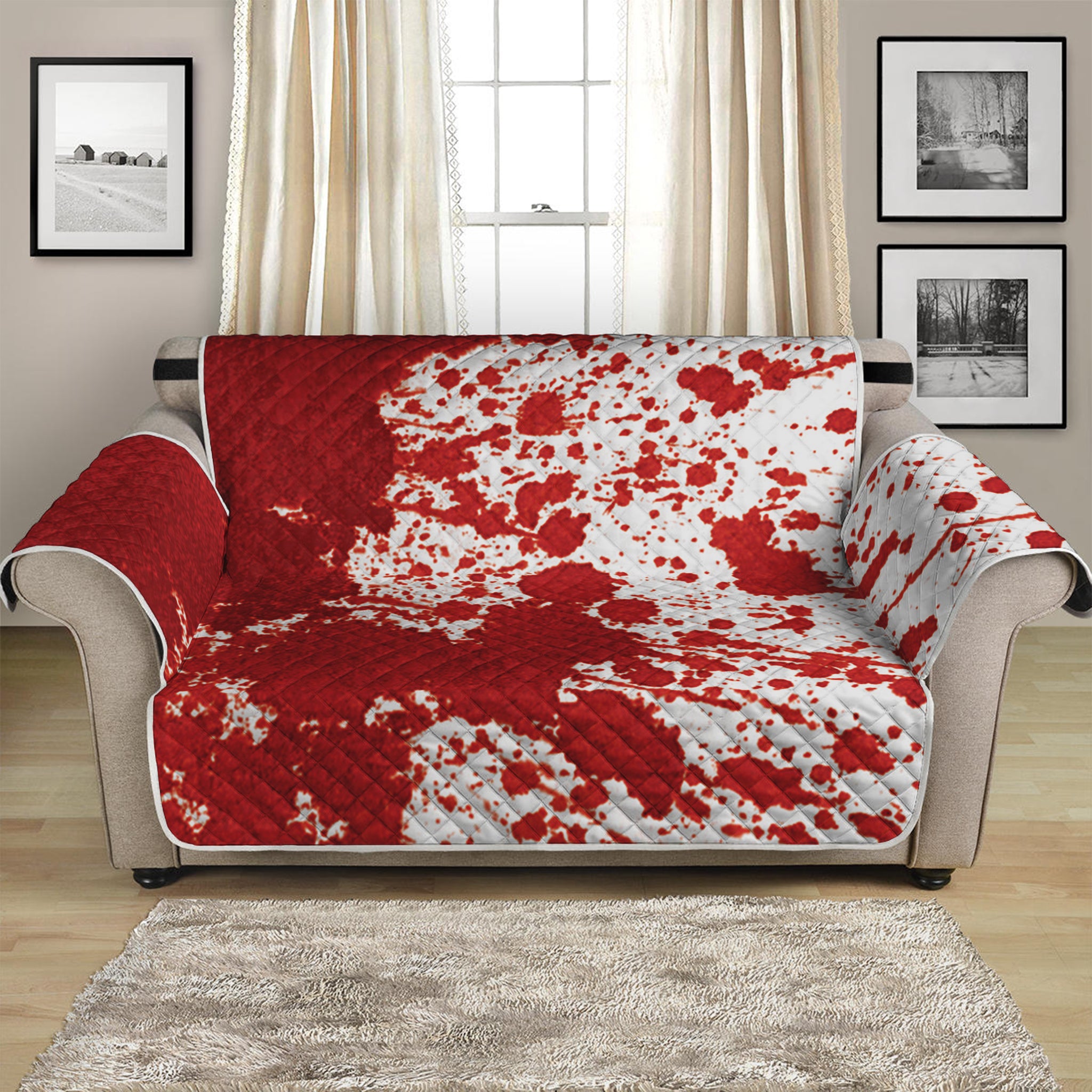 Red Blood Stains Print Loveseat Protector