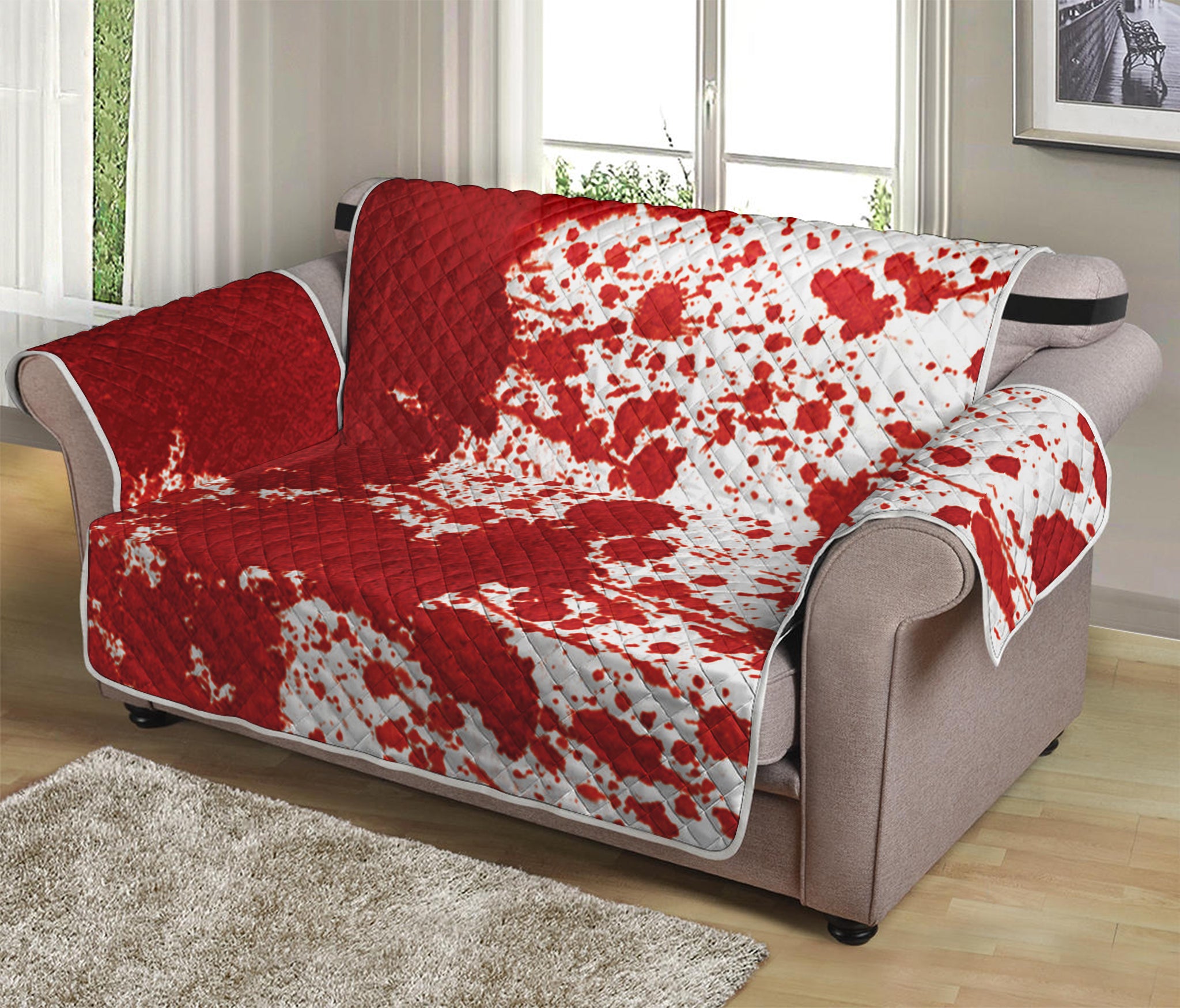 Red Blood Stains Print Loveseat Protector