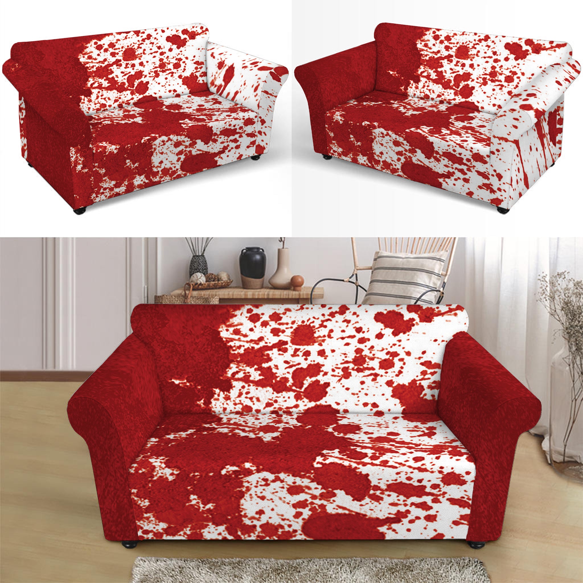 Red Blood Stains Print Loveseat Slipcover