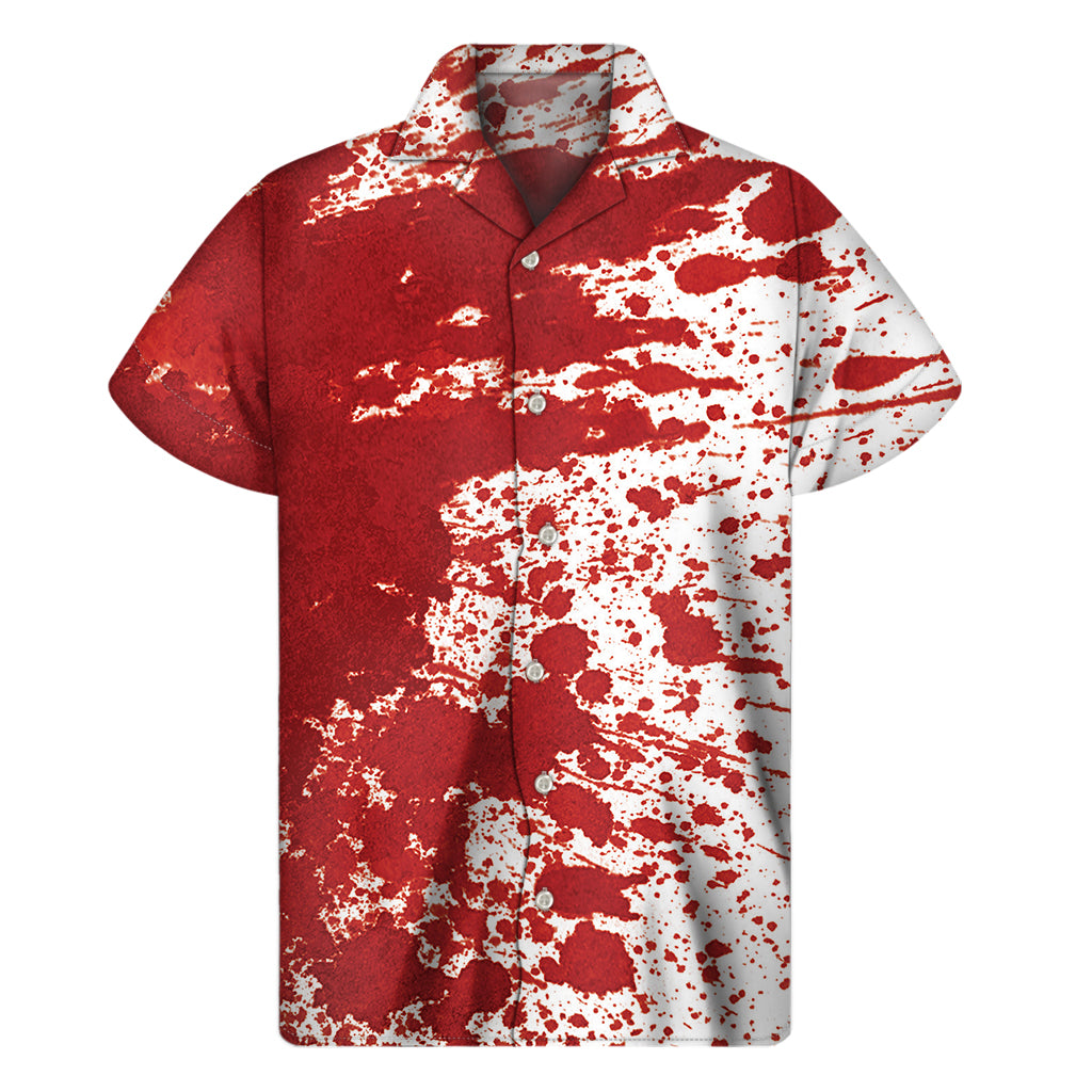 Red Blood Stains Print Men's Short Sleeve Shirt