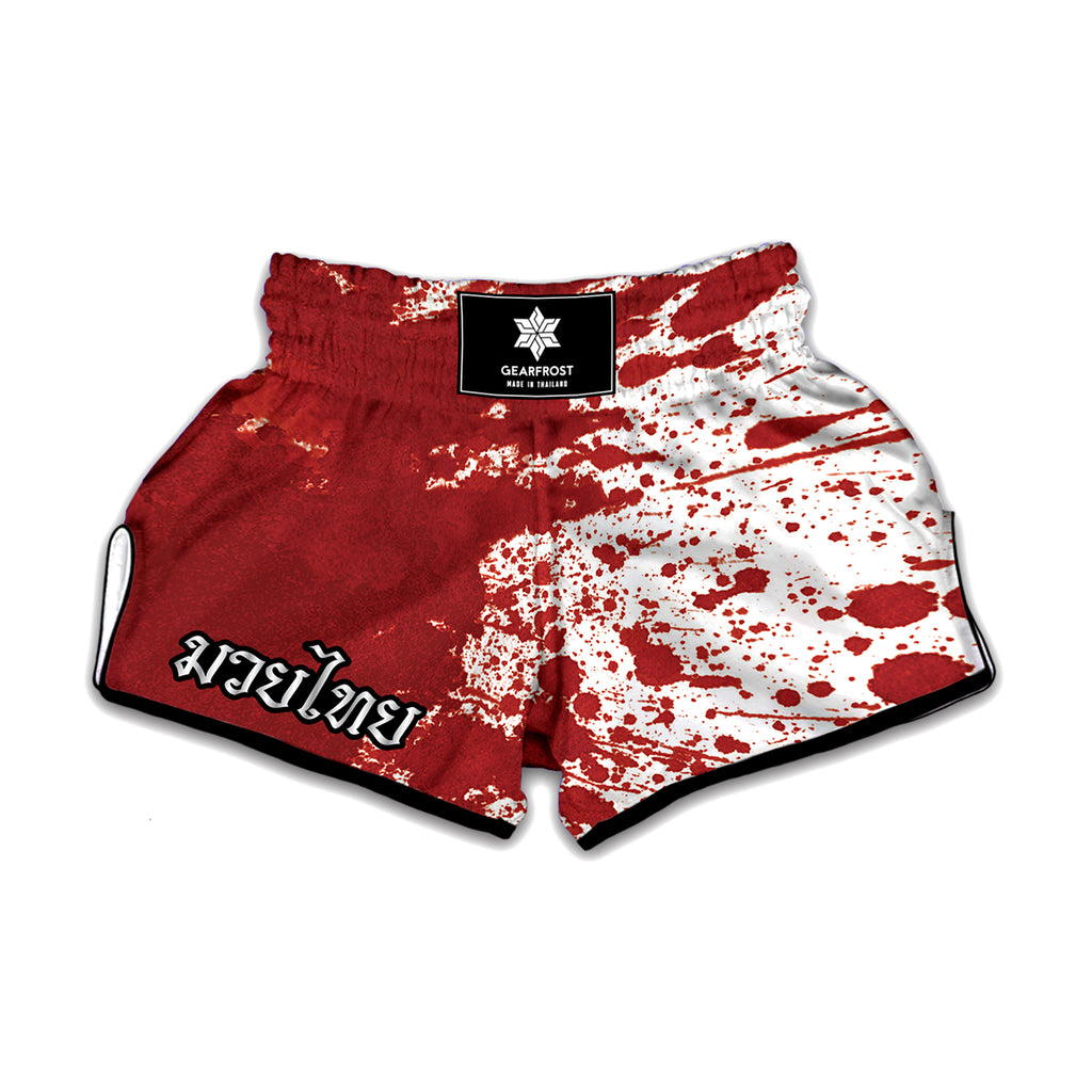 Red Blood Stains Print Muay Thai Boxing Shorts