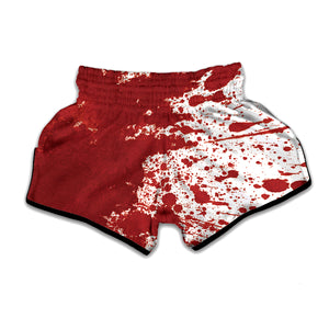 Red Blood Stains Print Muay Thai Boxing Shorts