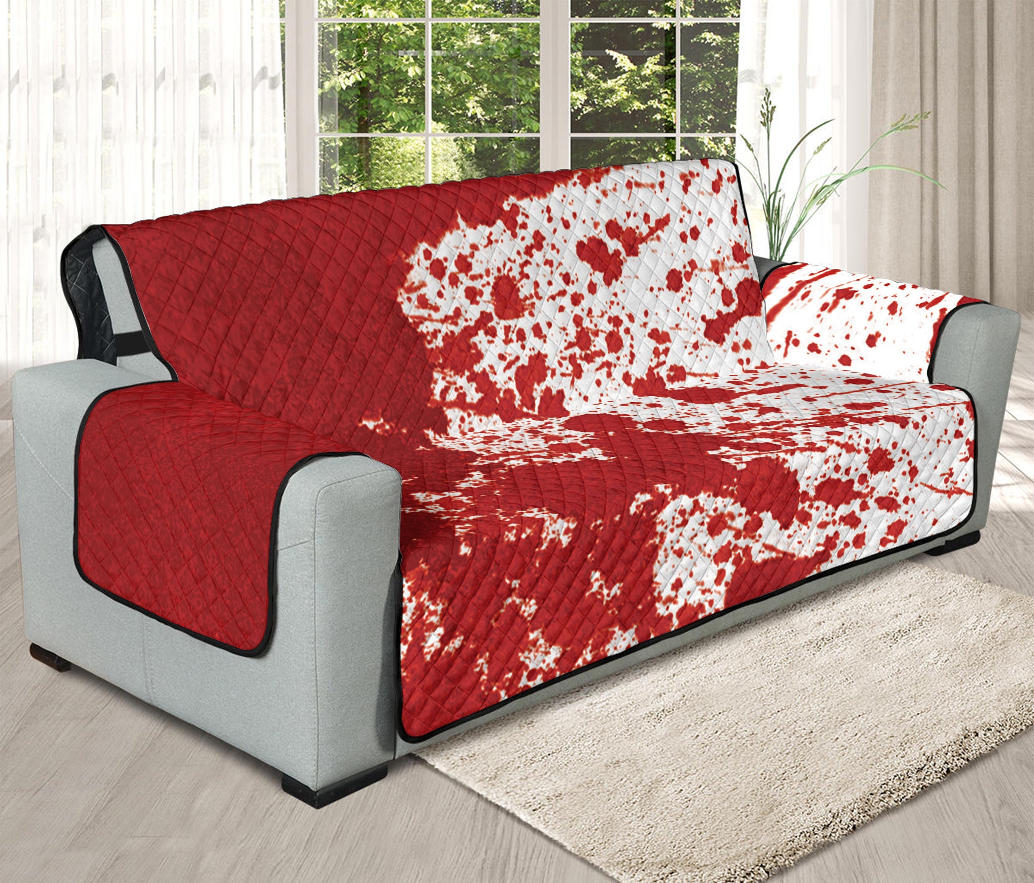 Red Blood Stains Print Oversized Sofa Protector