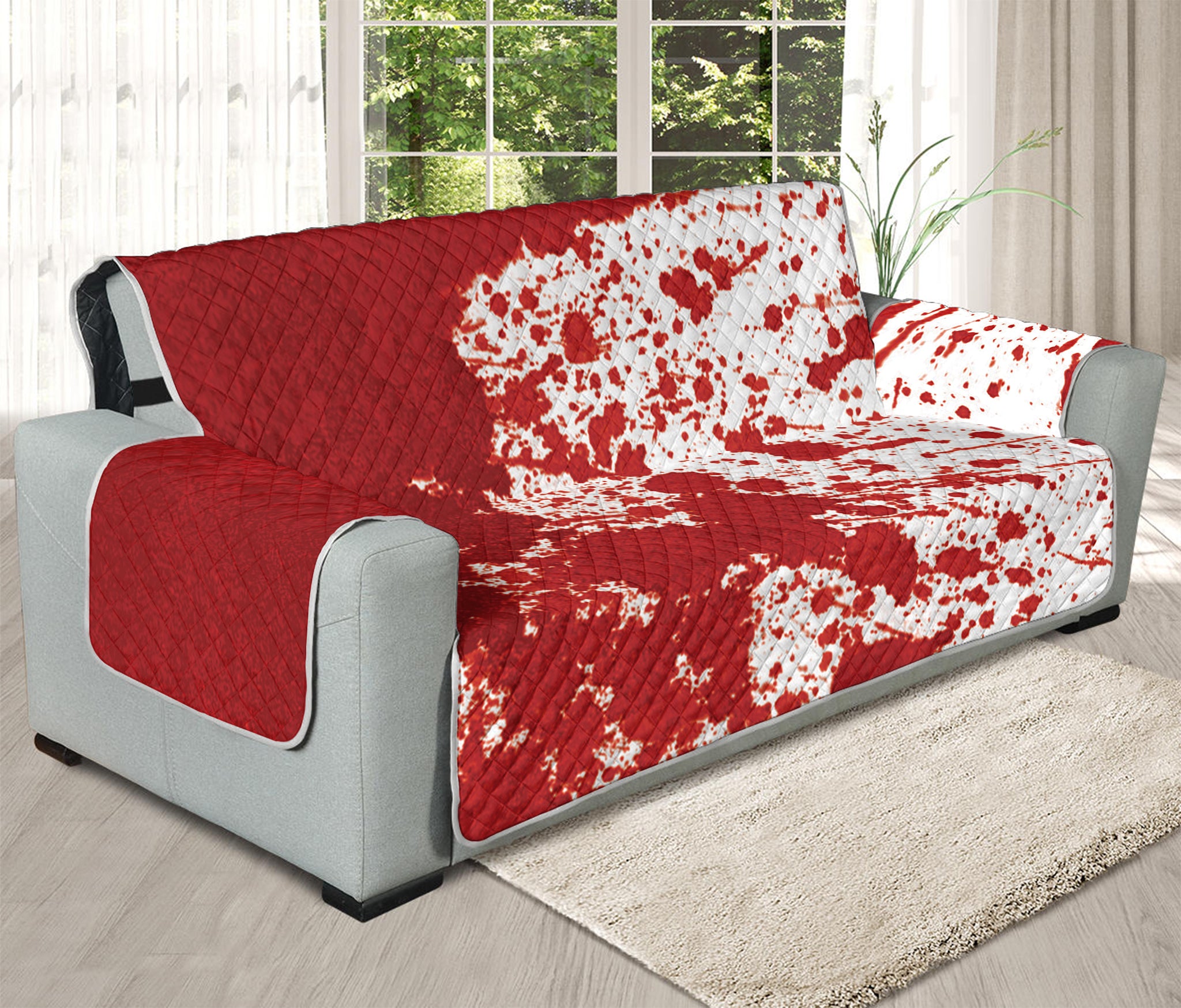 Red Blood Stains Print Oversized Sofa Protector