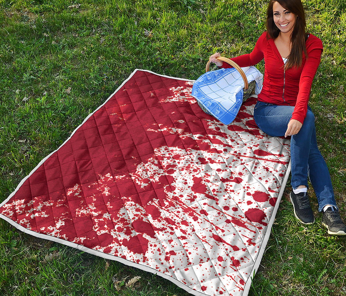 Red Blood Stains Print Quilt