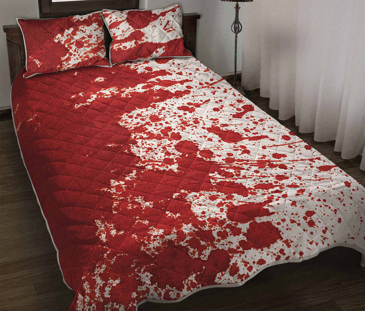 Red Blood Stains Print Quilt Bed Set