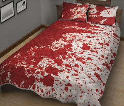 Red Blood Stains Print Quilt Bed Set