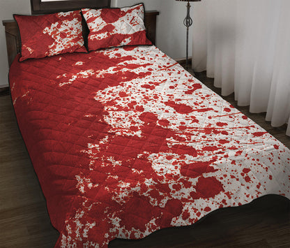 Red Blood Stains Print Quilt Bed Set