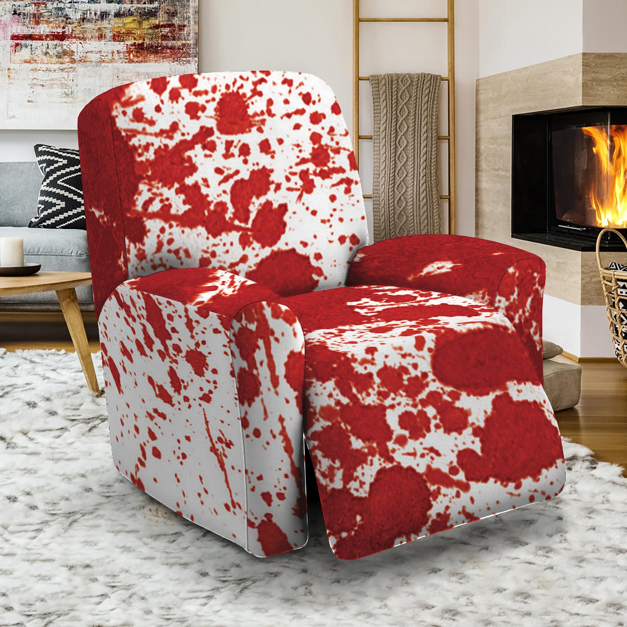 Red Blood Stains Print Recliner Slipcover