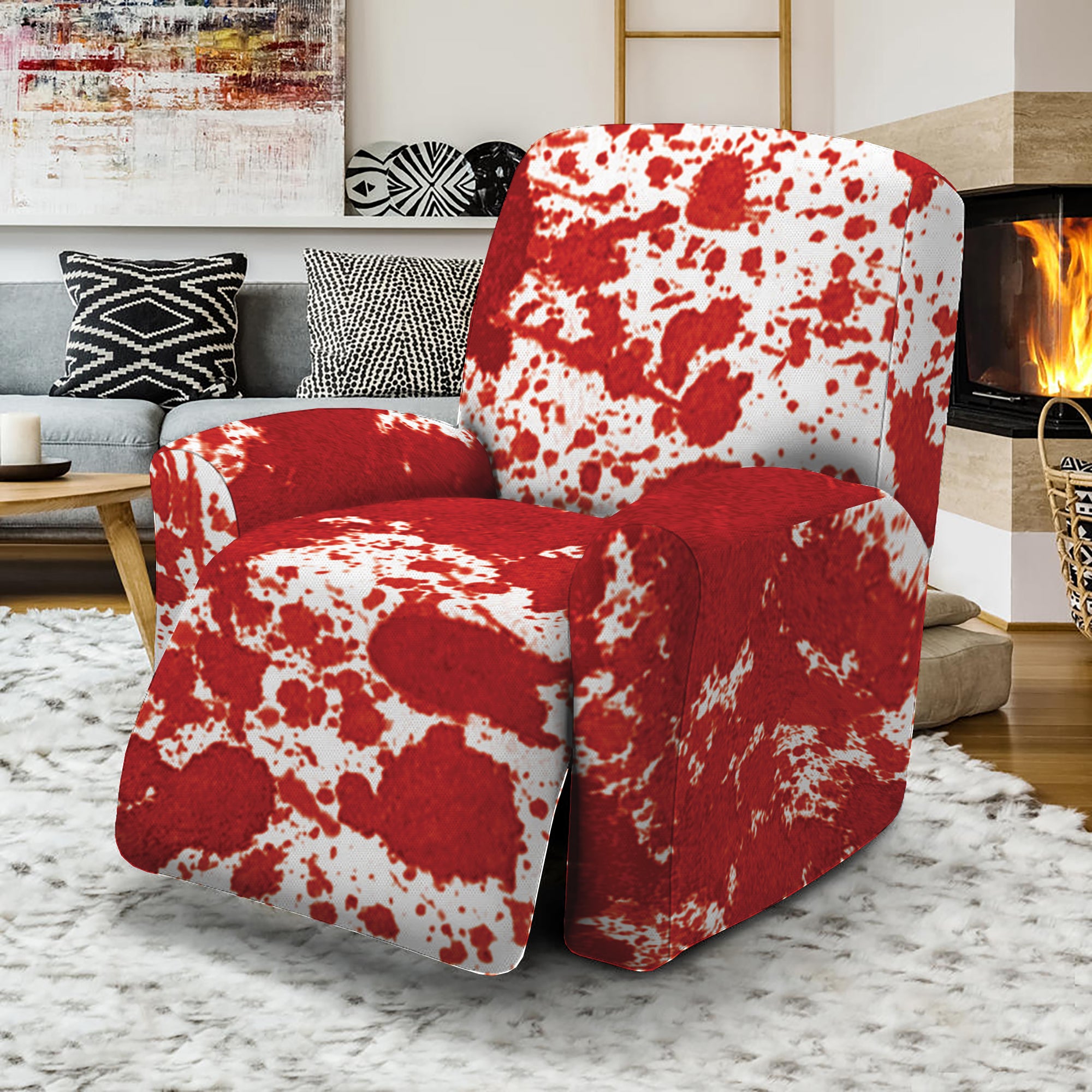 Red Blood Stains Print Recliner Slipcover