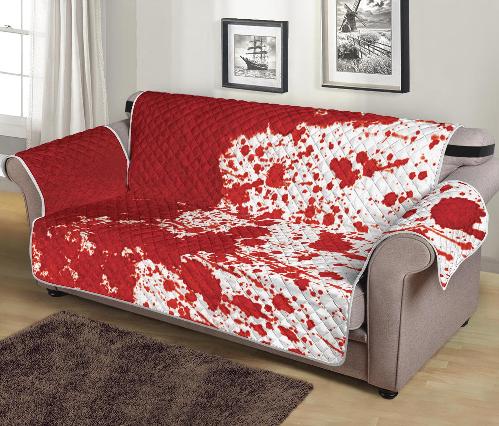 Red Blood Stains Print Sofa Protector