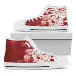 Red Blood Stains Print White High Top Shoes