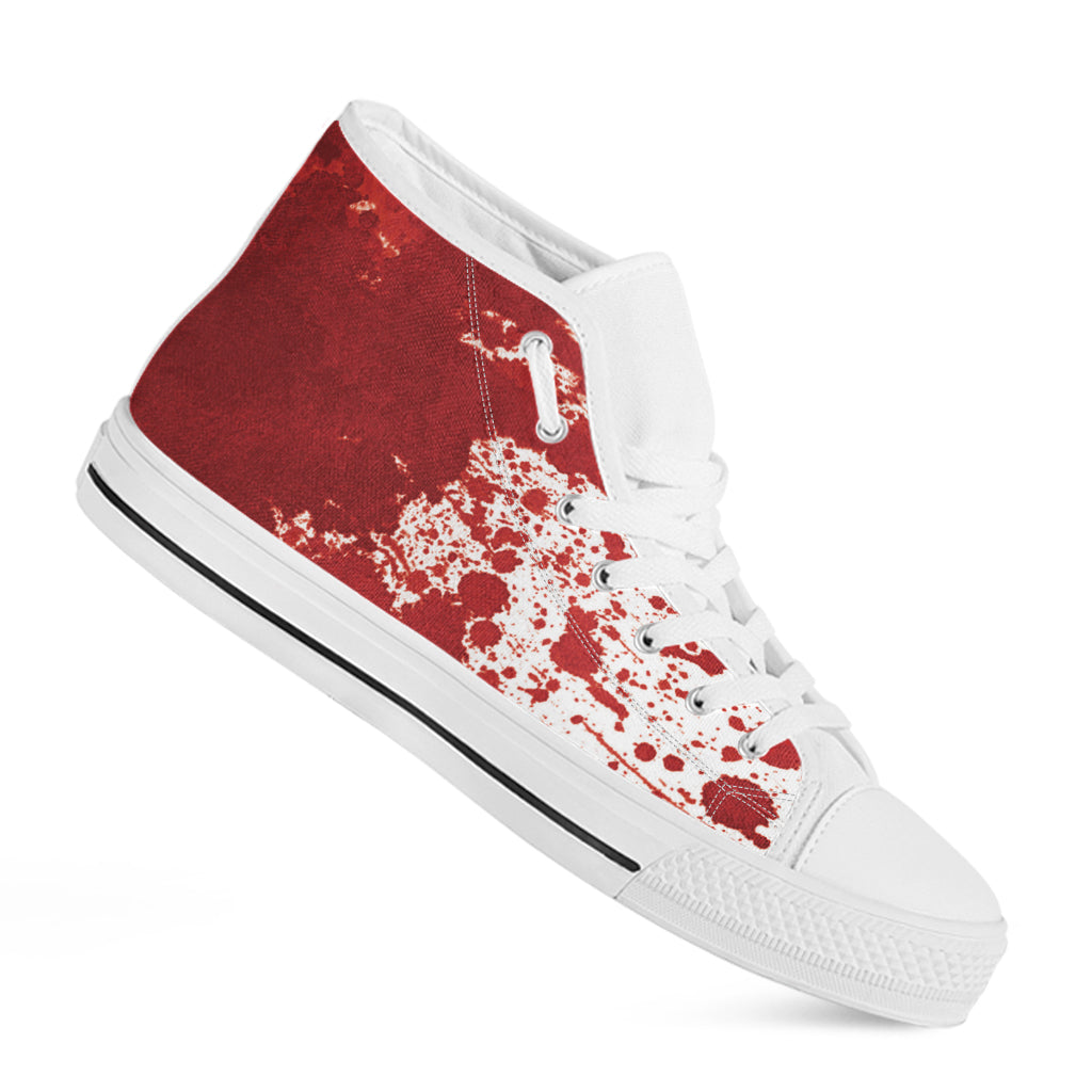 Red Blood Stains Print White High Top Shoes