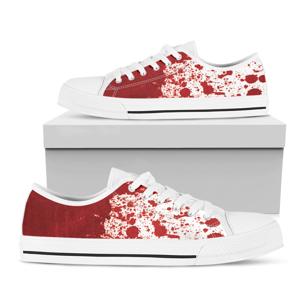 Red Blood Stains Print White Low Top Shoes