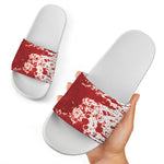 Red Blood Stains Print White Slide Sandals