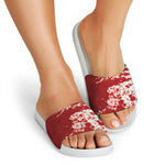 Red Blood Stains Print White Slide Sandals