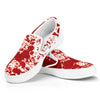 Red Blood Stains Print White Slip On Shoes