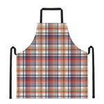 Red Blue And Beige Madras Plaid Print Apron