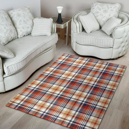 Red Blue And Beige Madras Plaid Print Area Rug