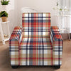 Red Blue And Beige Madras Plaid Print Armchair Slipcover