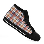 Red Blue And Beige Madras Plaid Print Black High Top Shoes