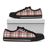 Red Blue And Beige Madras Plaid Print Black Low Top Shoes