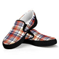 Red Blue And Beige Madras Plaid Print Black Slip On Sneakers