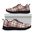 Red Blue And Beige Madras Plaid Print Black Running Shoes