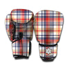 Red Blue And Beige Madras Plaid Print Boxing Gloves