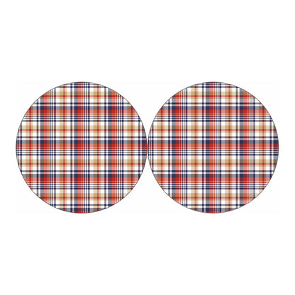 Red Blue And Beige Madras Plaid Print Car Coasters