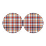 Red Blue And Beige Madras Plaid Print Car Coasters