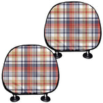 Red Blue And Beige Madras Plaid Print Car Headrest Covers