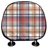 Red Blue And Beige Madras Plaid Print Car Headrest Covers