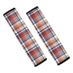 Red Blue And Beige Madras Plaid Print Car Seat Belt Covers