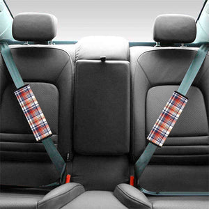 Red Blue And Beige Madras Plaid Print Car Seat Belt Covers