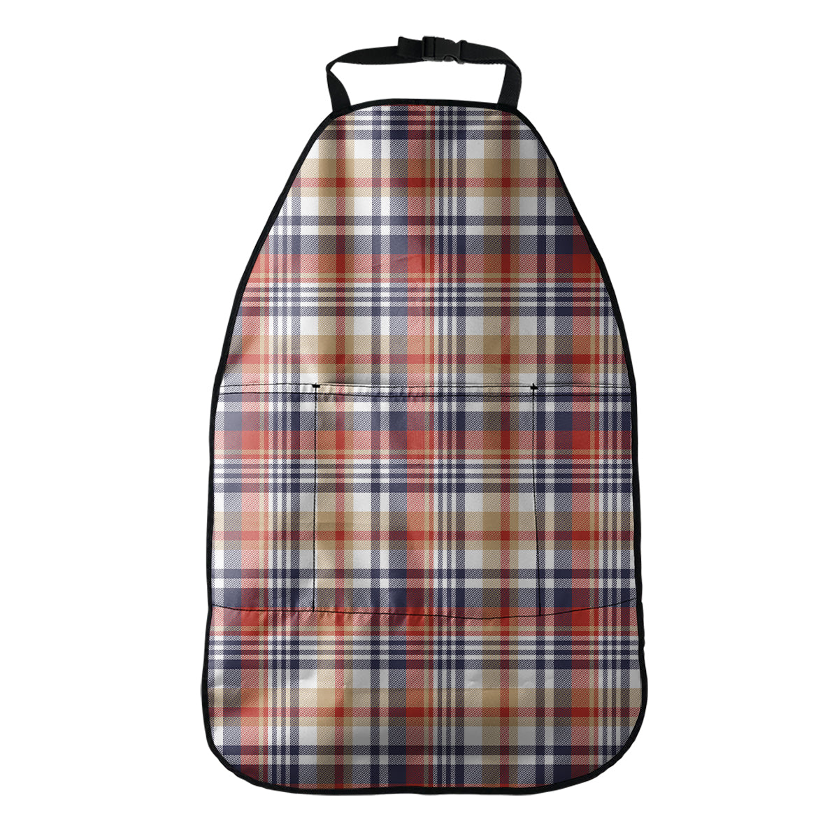 Red Blue And Beige Madras Plaid Print Car Seat Organizers