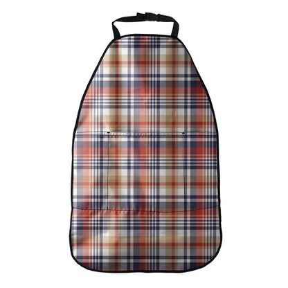 Red Blue And Beige Madras Plaid Print Car Seat Organizers