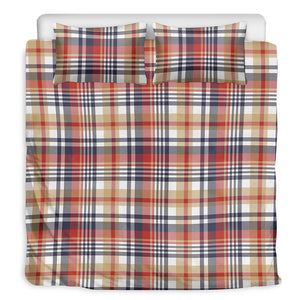 Red Blue And Beige Madras Plaid Print Duvet Cover Bedding Set