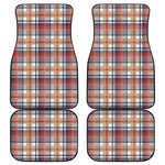 Red Blue And Beige Madras Plaid Print Front and Back Car Floor Mats